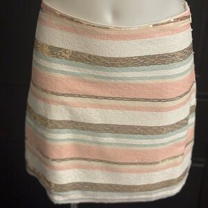 Storia Pastel Striped Sequin Mini Skirt